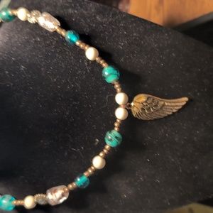 Vintage Angel Wing Necklace with Matching Bracelet